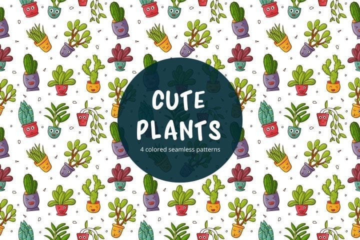 Pack Of Plants Free Seamless Patterns