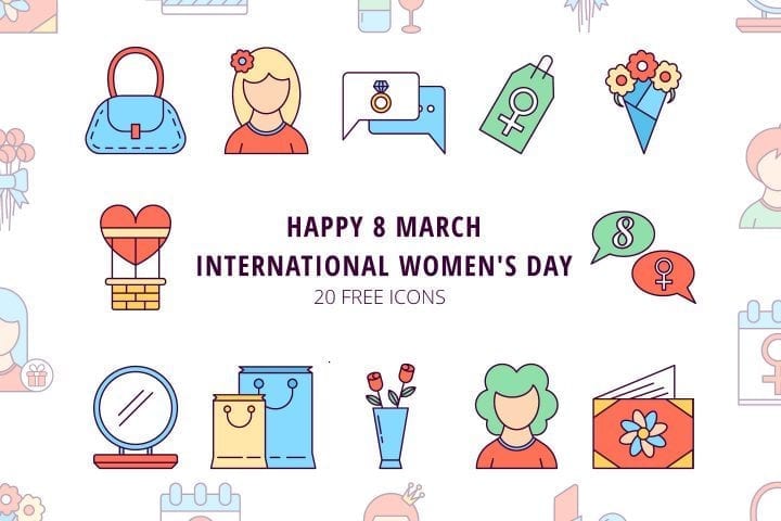 Set Of 8 March International Women’s Day Icon