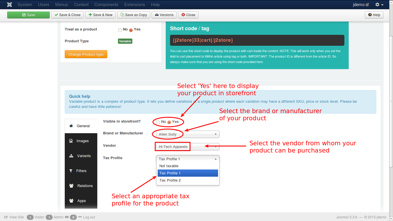 Create Variable Cart General