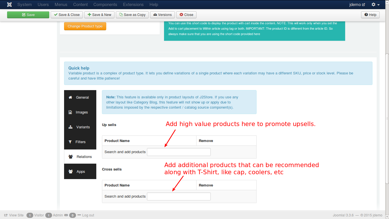 Create Variable Cart Relations