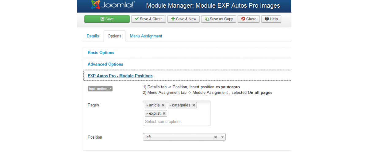 Exp Module Positions