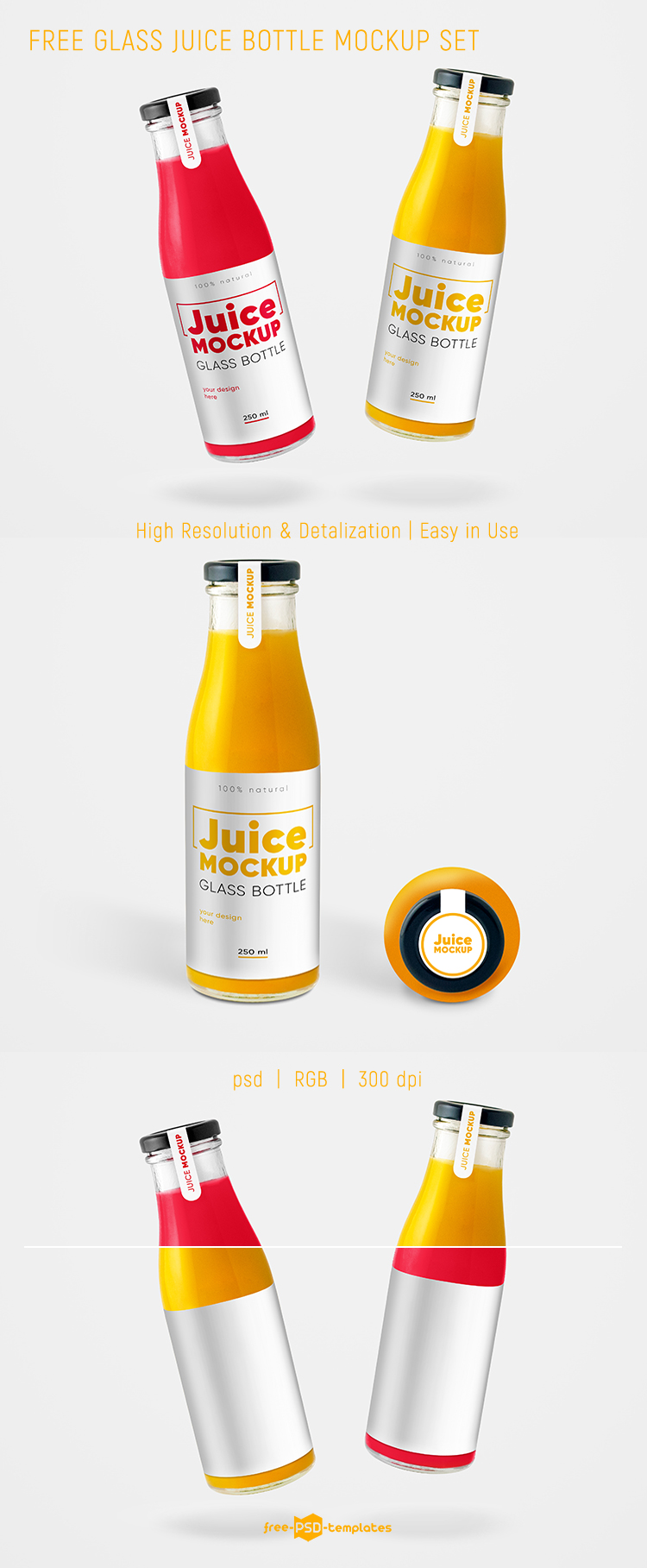 Download Free Glass Juice Bottle Mockup - LTHEME