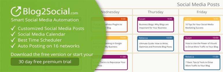 Blog2Social- Wordpress Schedule Plugin