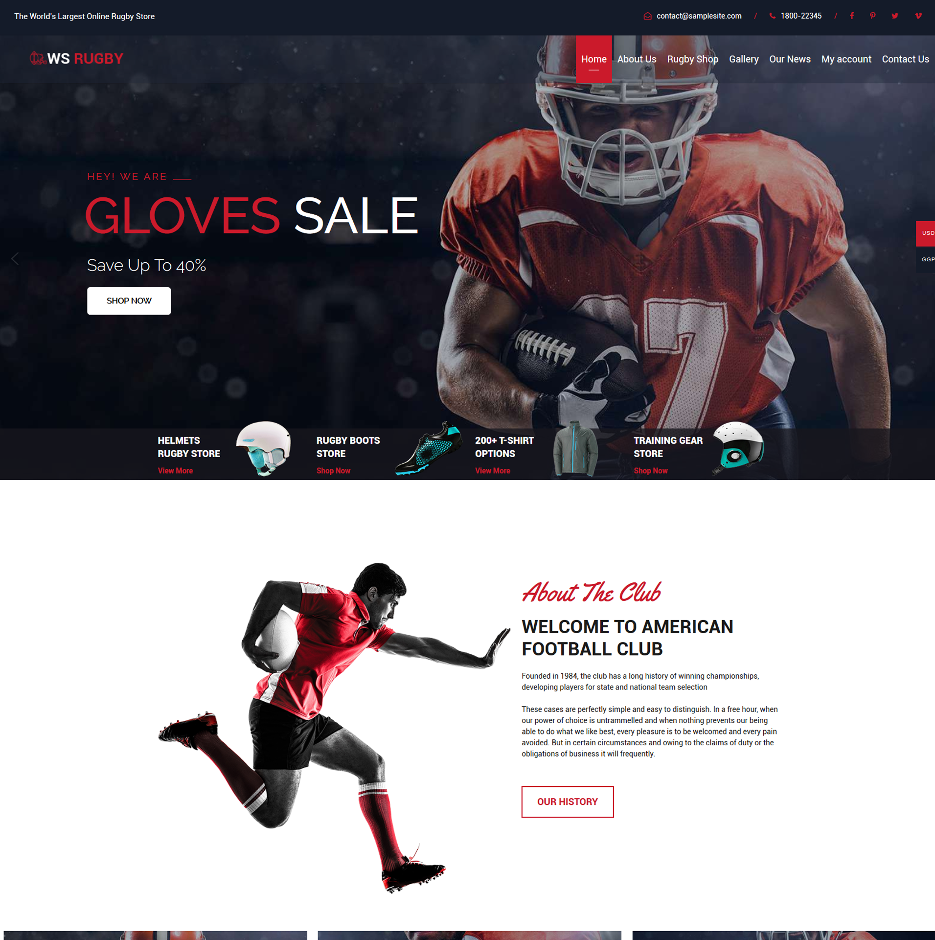 WS Rugby – WordPress Football theme