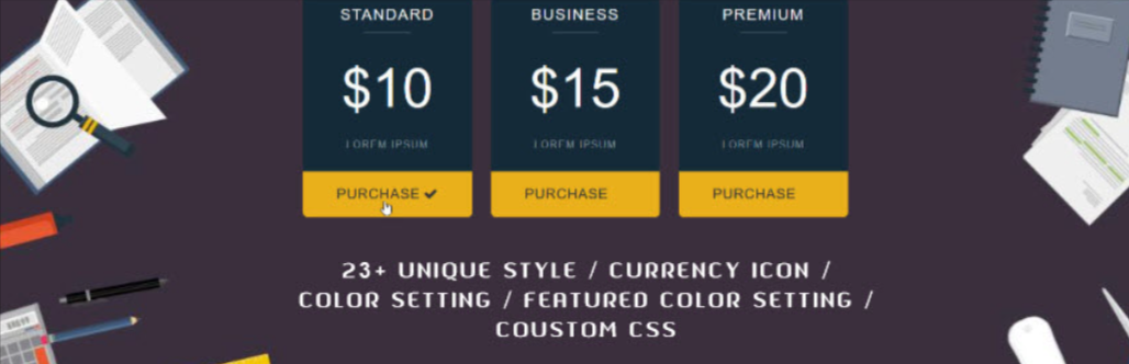 Pricing Table – Price List, Price Table, Easy Pricing Table