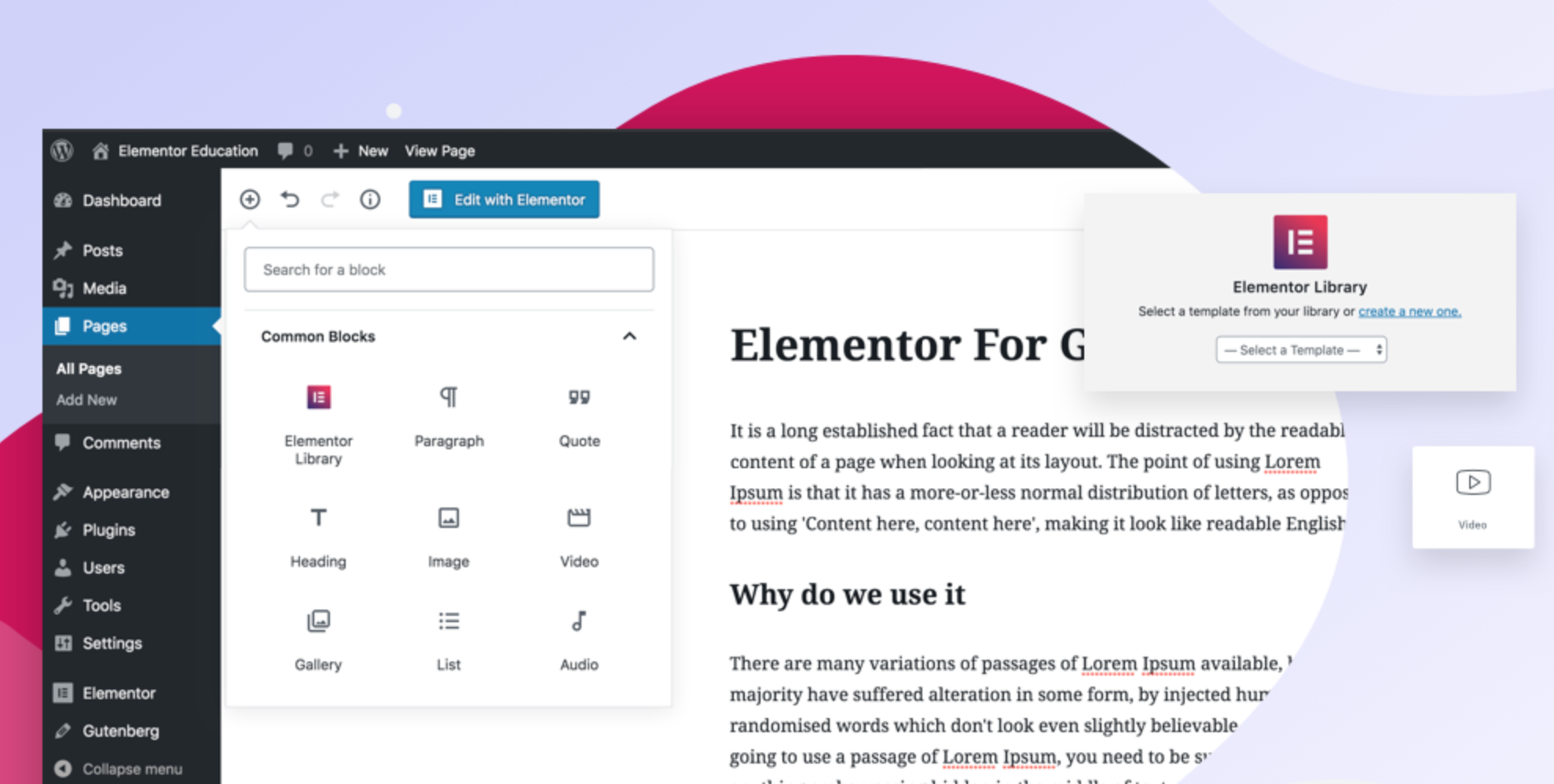 Elementor Blocks For Gutenberg