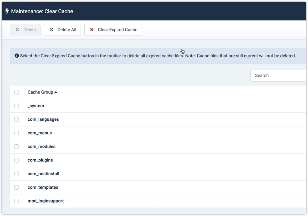 Joomla 4 - Caching - Clear Cache