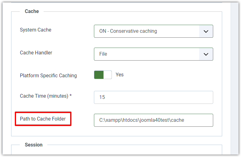 Joomla 4 - Caching - Path To Cache Folder