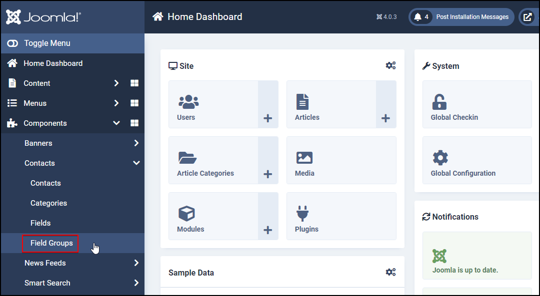 Joomla 4 - Contact Custom Fields - Field Groups