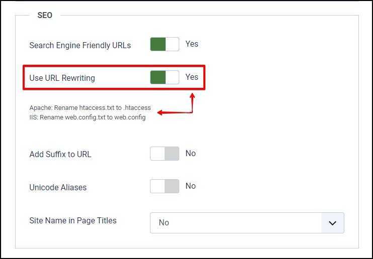 Joomla 4 - Remove Index.php - System - Global Configuration - Use Url Rewriting