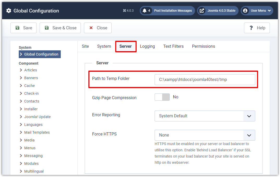 Joomla 4 - Temp Folder - Path To Temp Folder