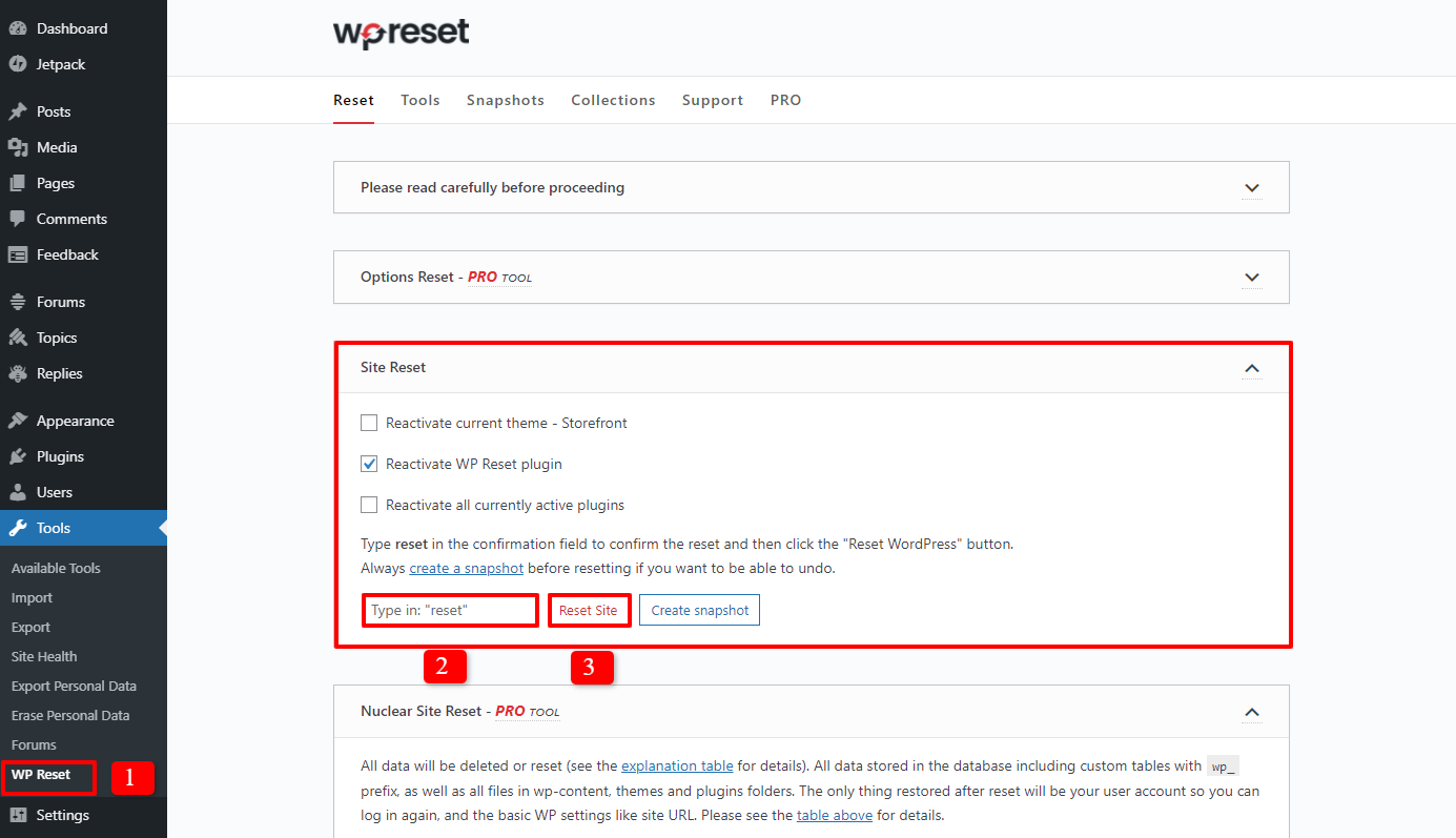 How To Reset A Wordpress Site 2