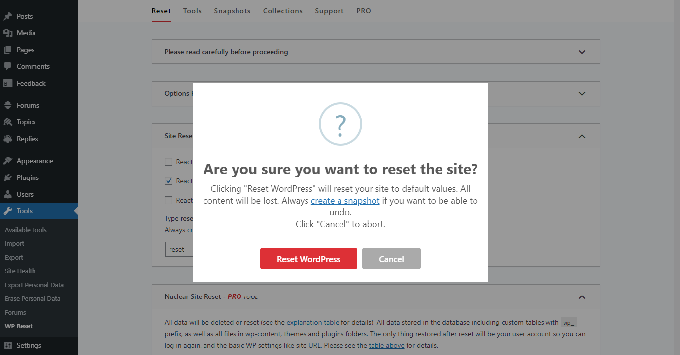 How To Reset A Wordpress Site 3