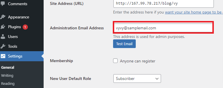 Change Admin Email In Wordpress 3