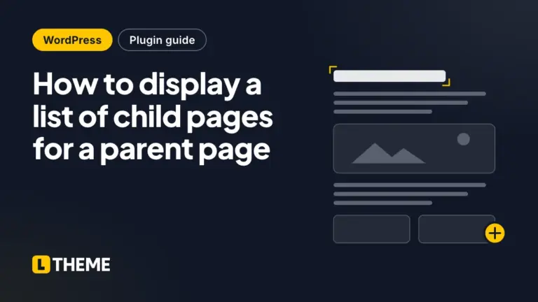 How to display a list of child pages for a parent page