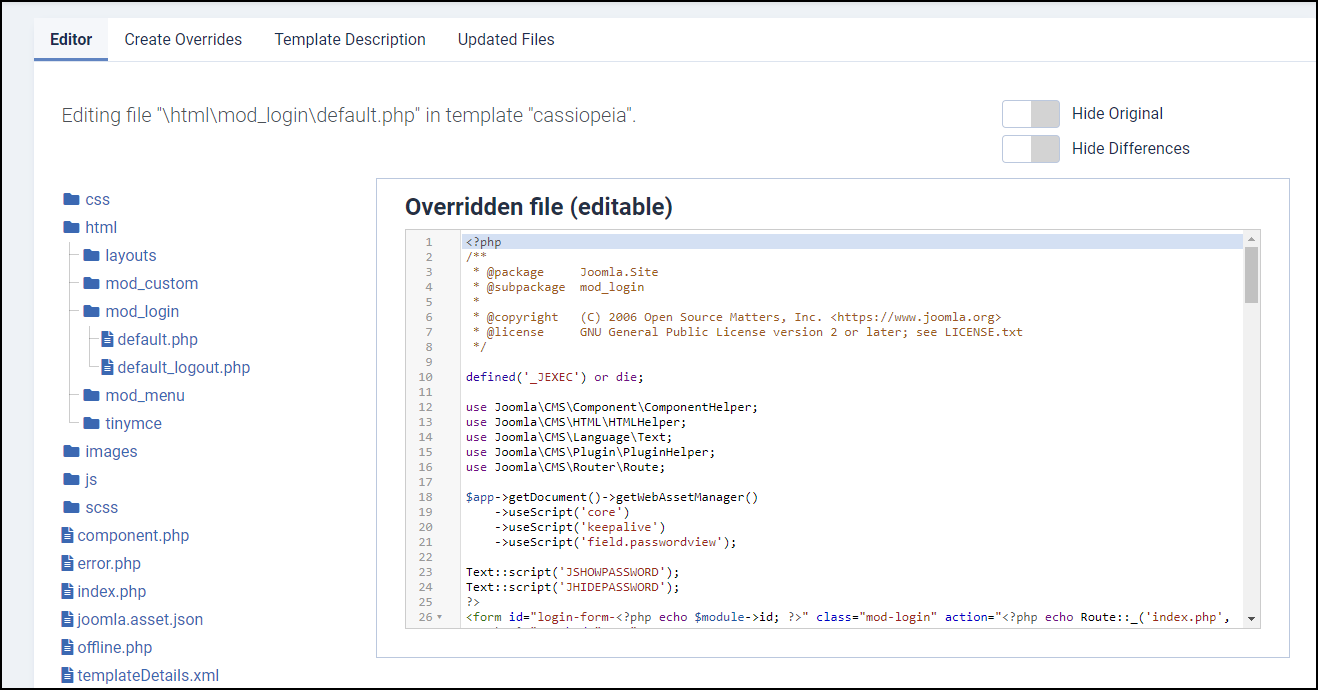 Joomla 4 - Create Overrides - Edit Override