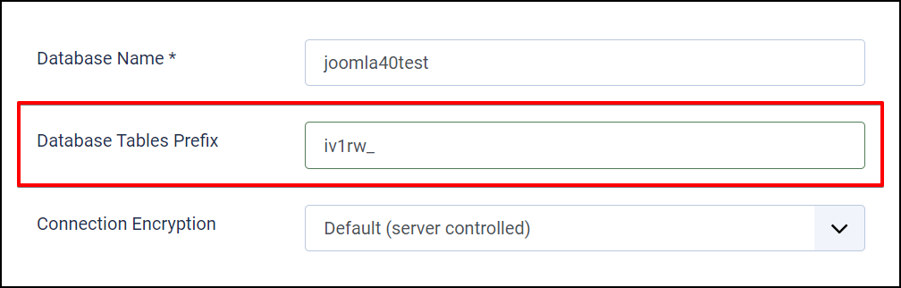 Joomla 4 - Database Prefix - Global Configuration - Server - Database - Database Tables Prefix