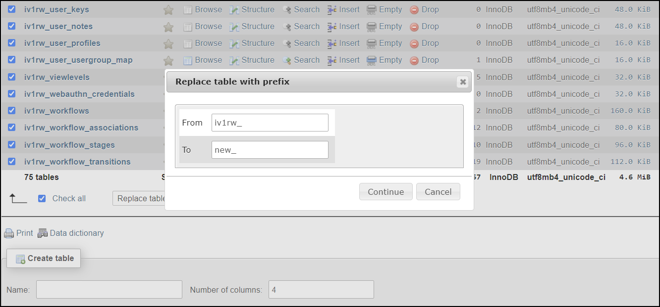 Joomla 4 - Database Prefix - Phpmyadmin - Change Prefix