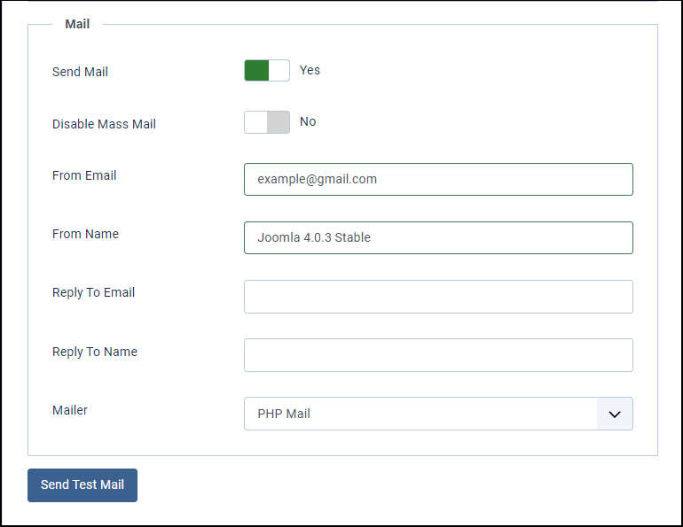 Joomla 4 - Gmail Smtp Server - Mail Settings