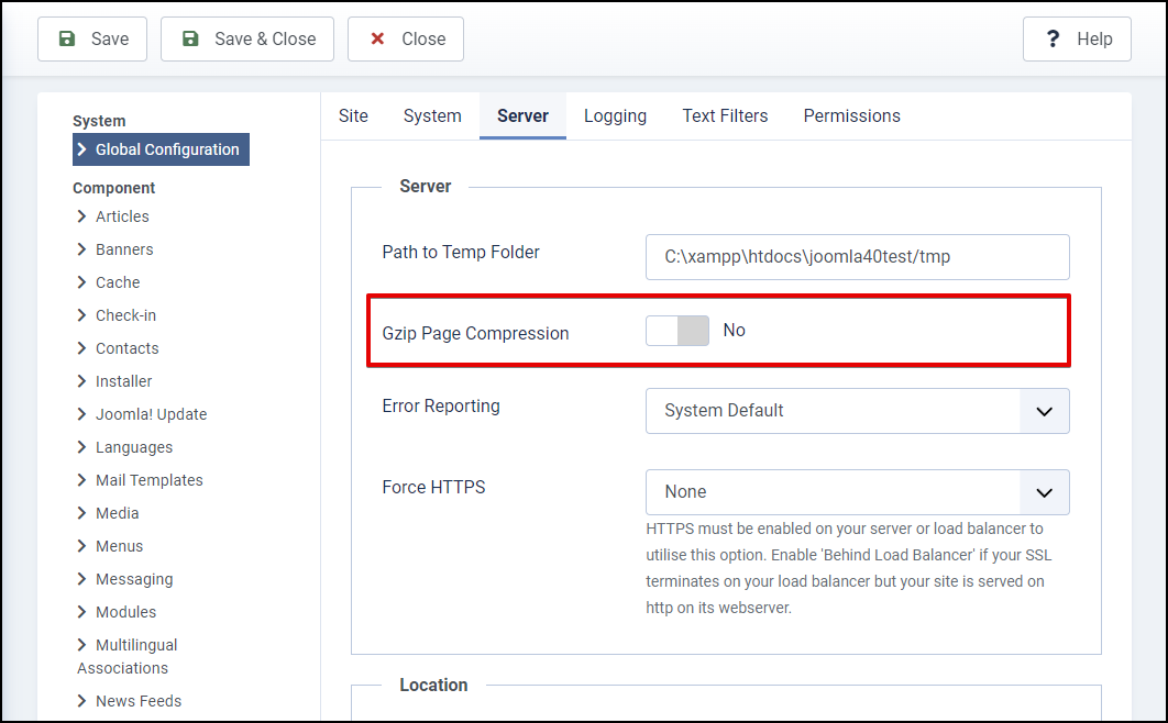 Joomla 4 - Gzip Compression - Gzip Page Compression