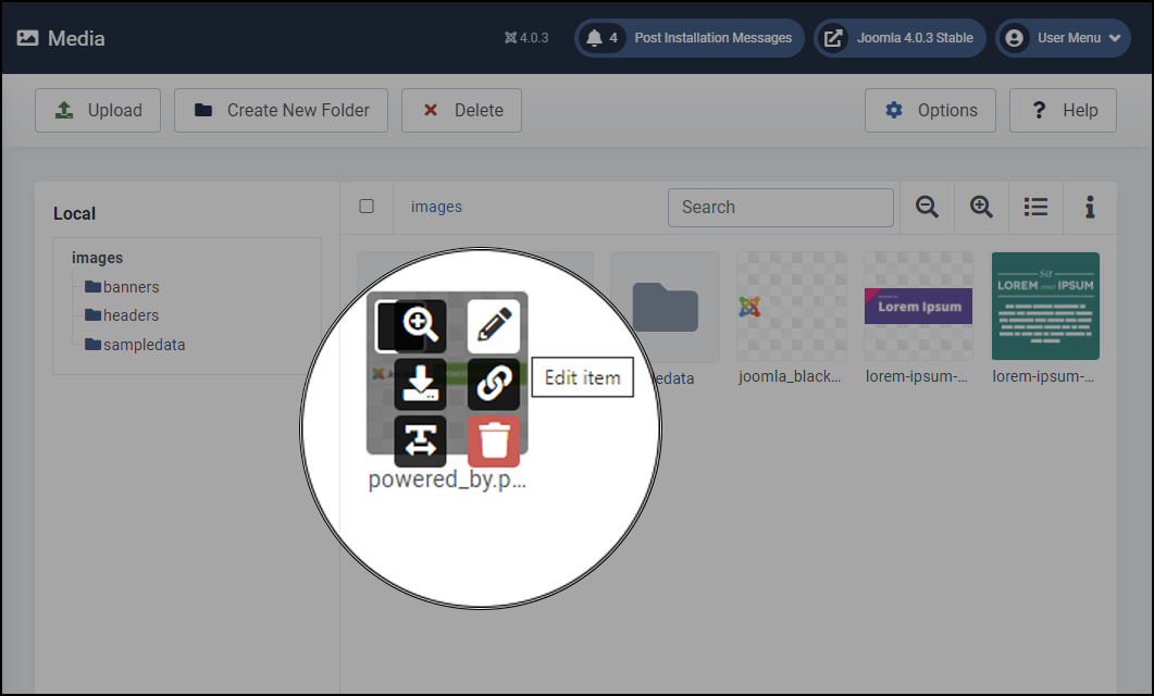 Joomla 4 - Media Manager - Edit Item