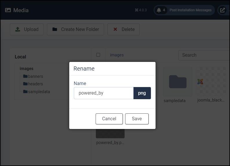 Joomla 4 - Media Manager - Rename Item