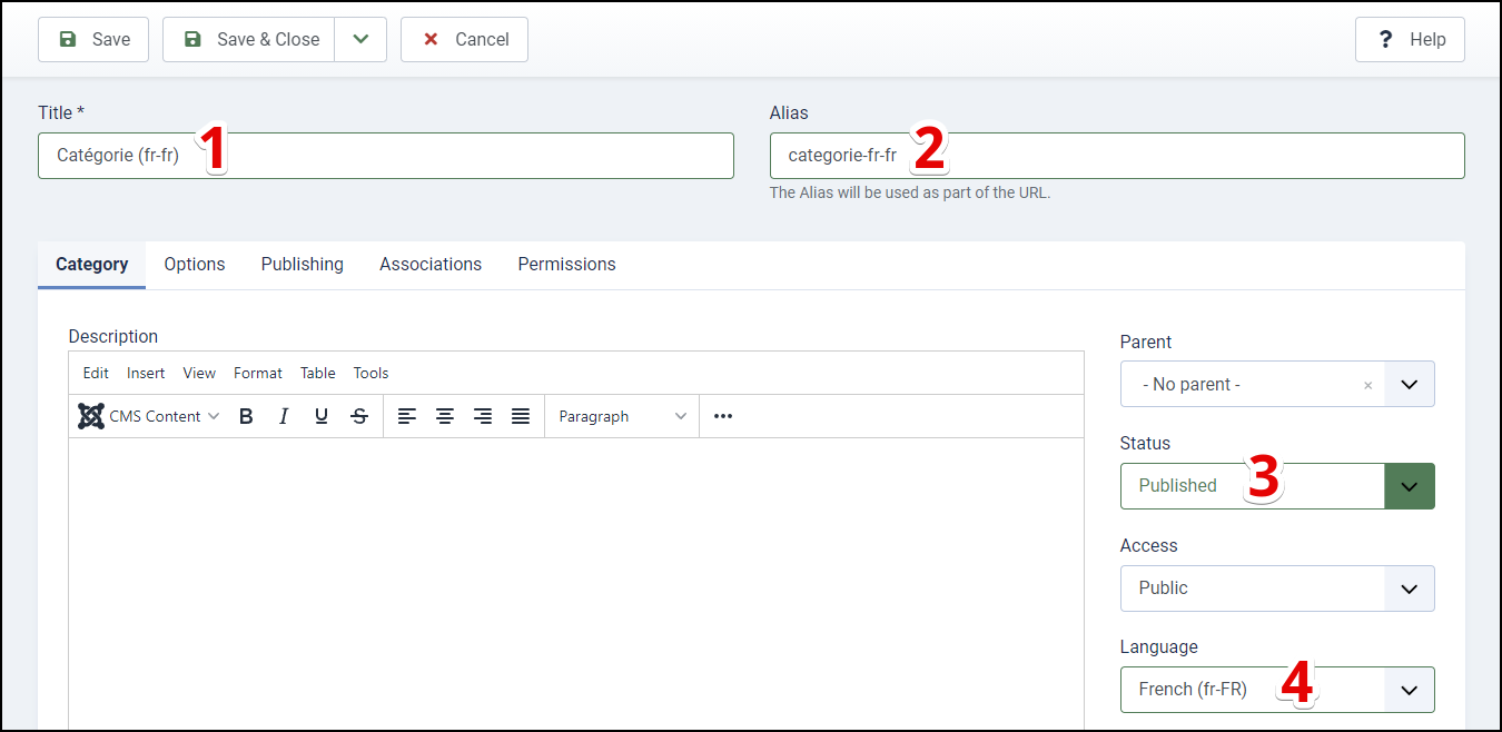 Joomla 4 - Multilingual Website - Category Fr