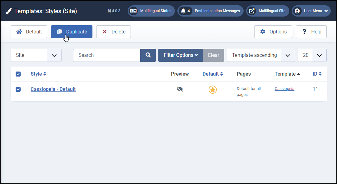 Joomla 4 - Multilingual Website - Duplicate Template