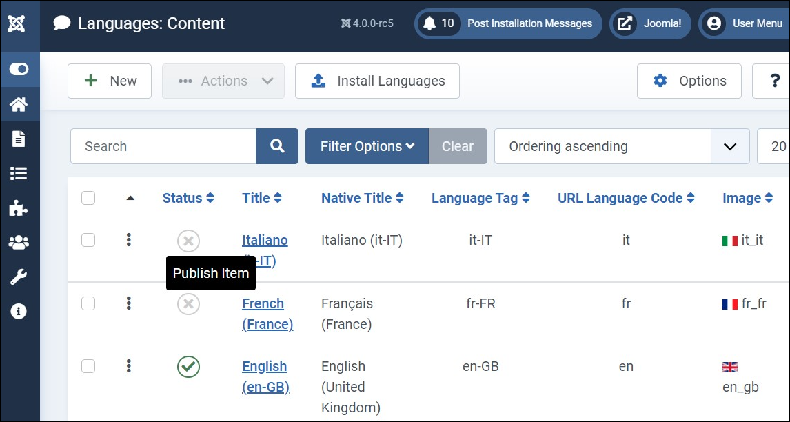 Joomla 4 - Multilingual Website - Enable Content Language