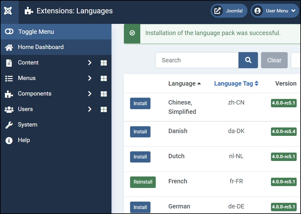 Joomla 4 - Multilingual Website - Install Languages