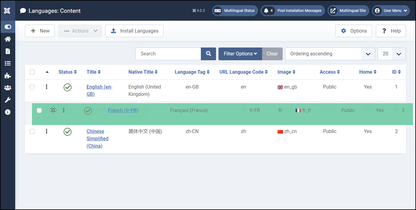 Joomla 4 - Multilingual Website - Language Order