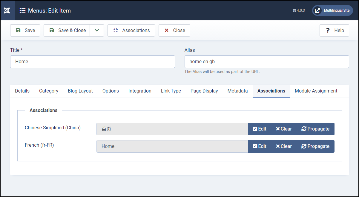 Joomla 4 - Multilingual Website - Menu Item Associations