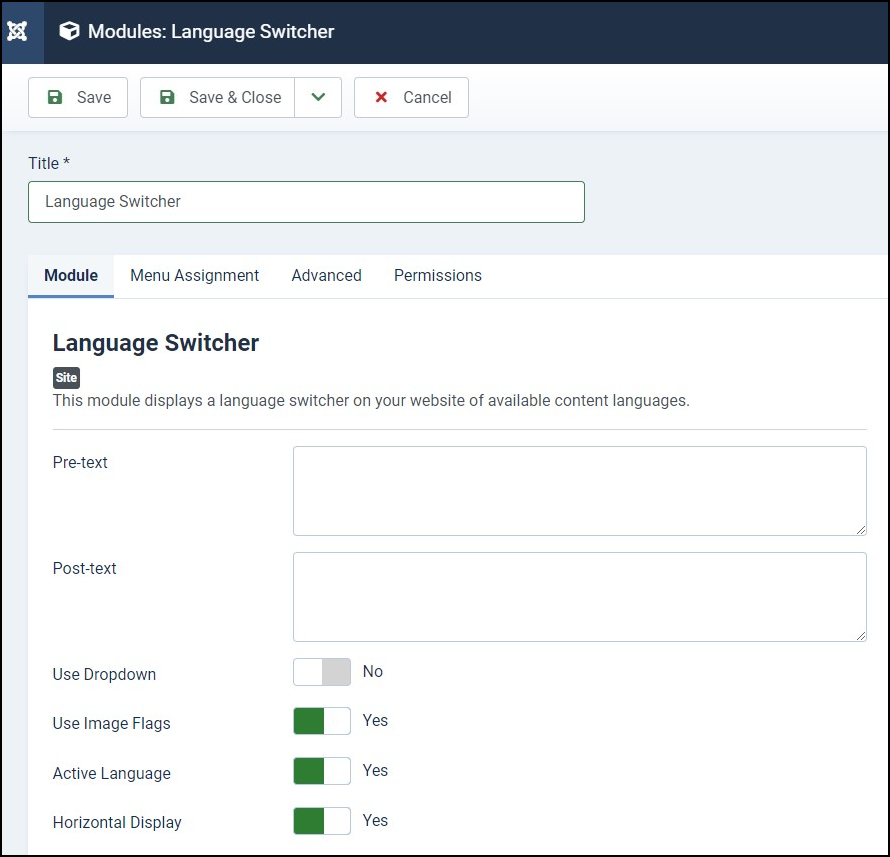 Joomla 4 - Multilingual Website - Modules - Language Switcher