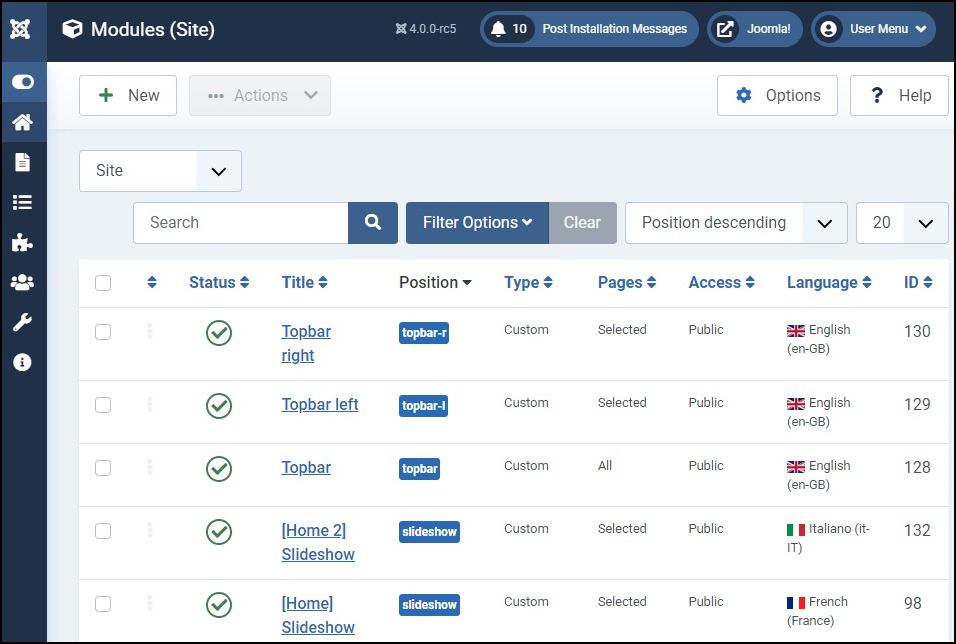 Joomla 4 - Multilingual Website - Modules