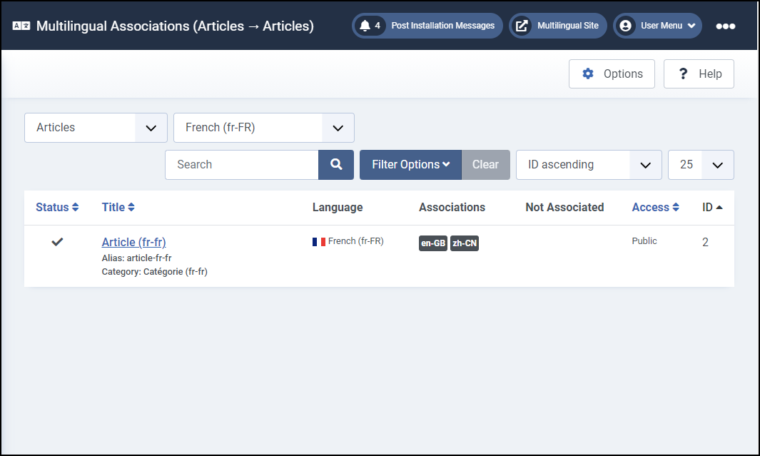 Joomla 4 - 多言語ウェブサイト - 多言語協会 - フランス