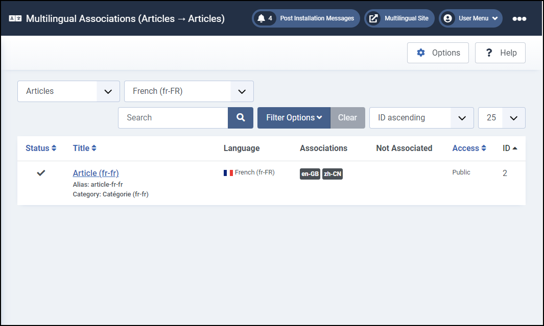 Joomla 4 - Multilingual Website - Multilingual Associations - Fr