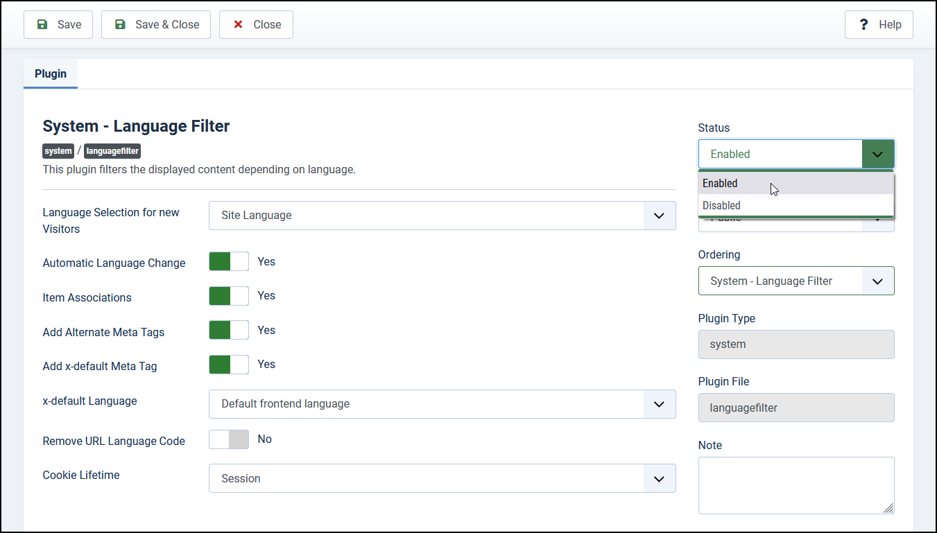 Joomla 4 - Vícejazyčné webové stránky - Systém - Jazykový filtr