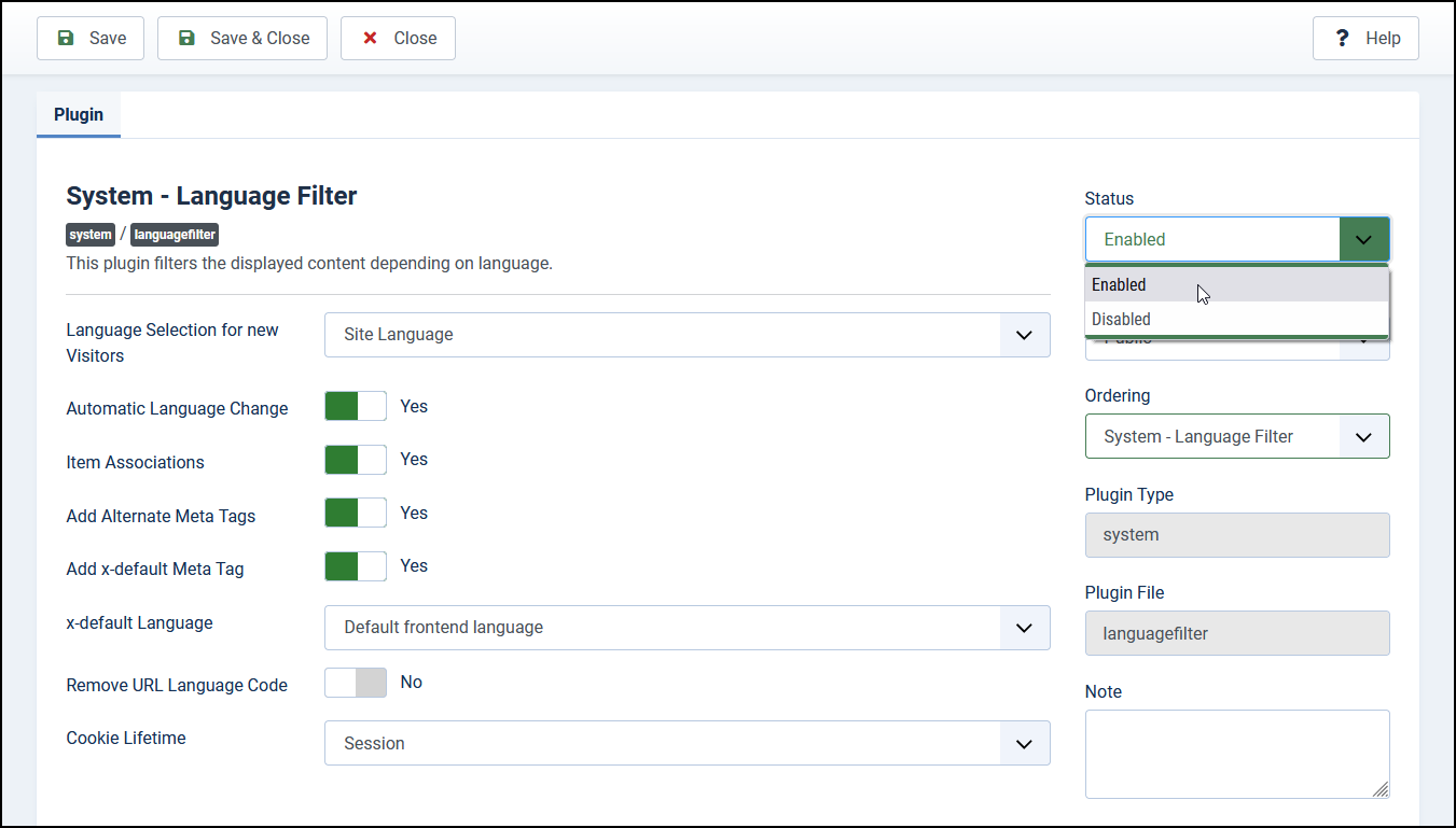 Joomla 4 - Sitio web multilingüe - Sistema - Filtro de idioma