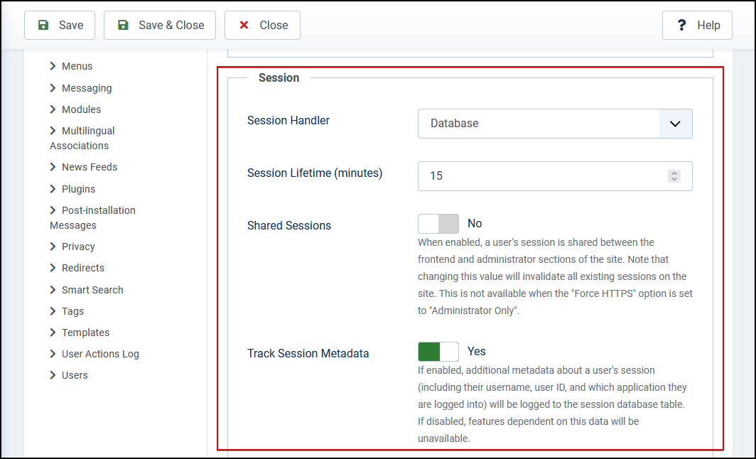 Joomla 4 - Session Lifetime - System - Session