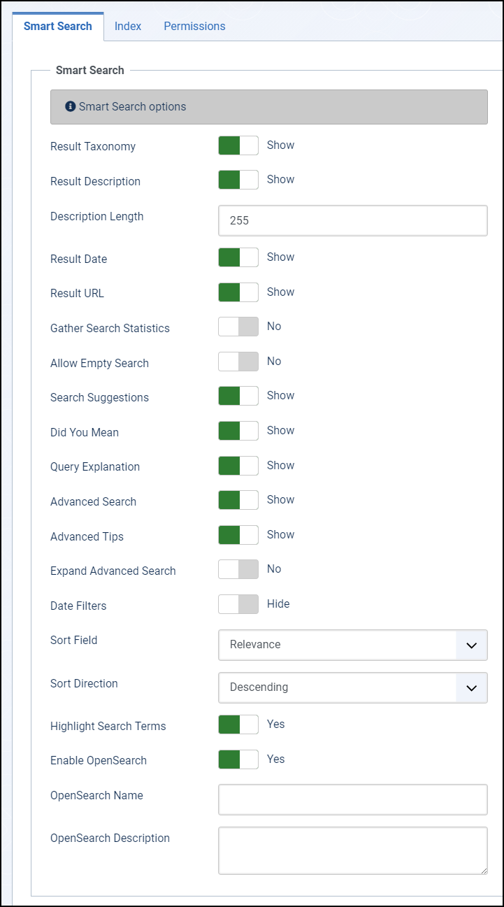 Joomla 4 - Smart Search - Advanced Options