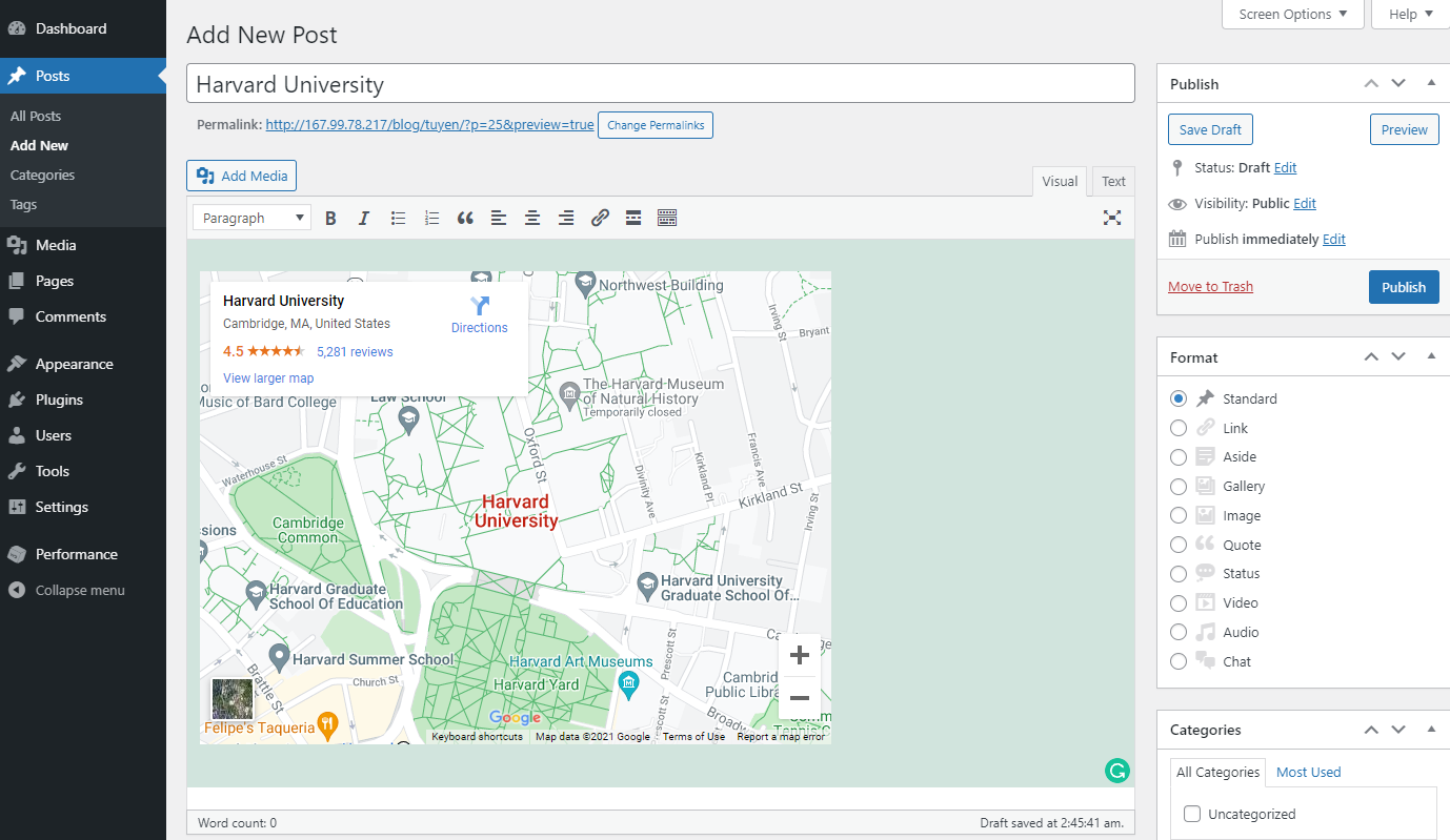 Embed A Google Map In Wordpress Manually 4