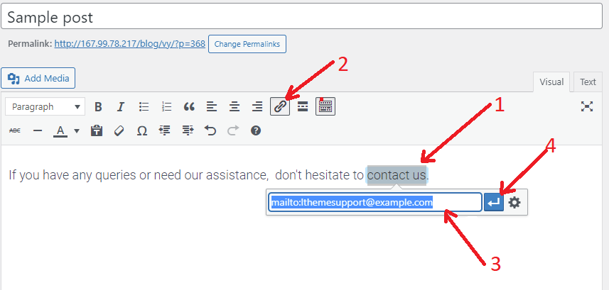 Link To An Email Address In Wordpress 3