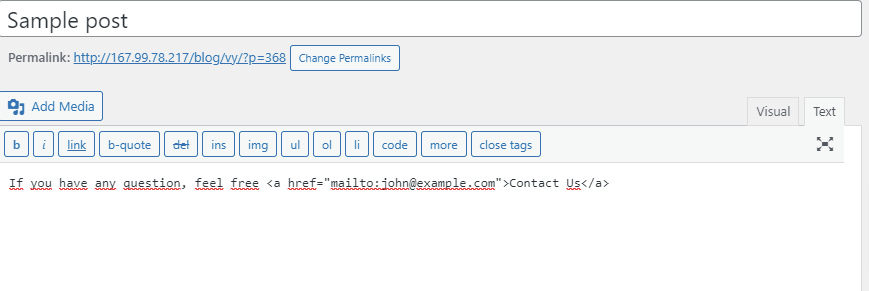 Link To An Email Address In Wordpress 1