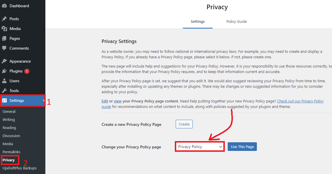 Create A Privacy Policy In Wordpress 1