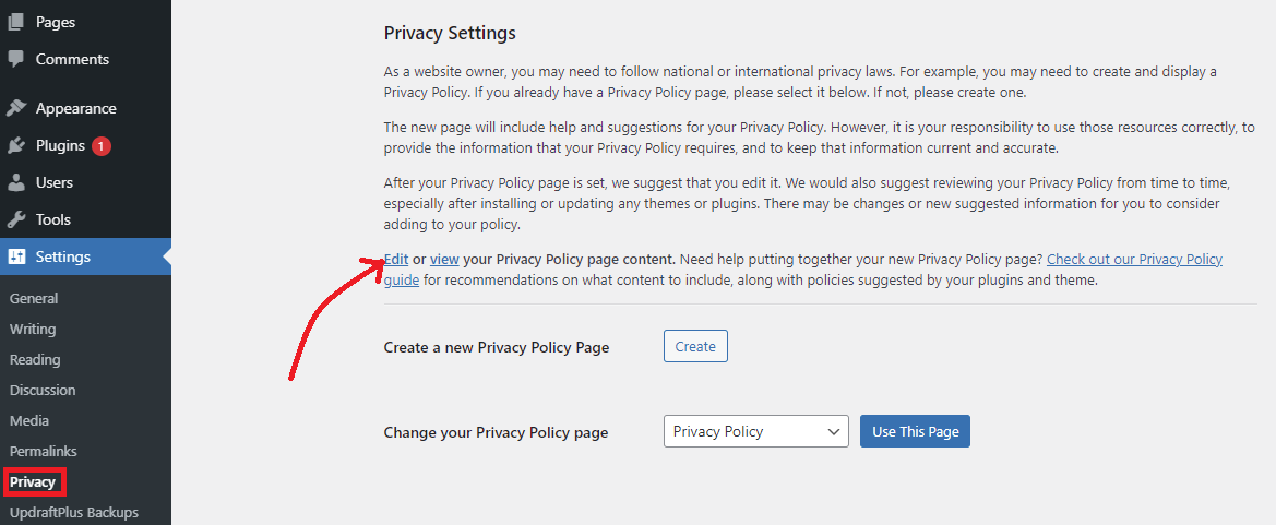 Create A Privacy Policy In Wordpress 2