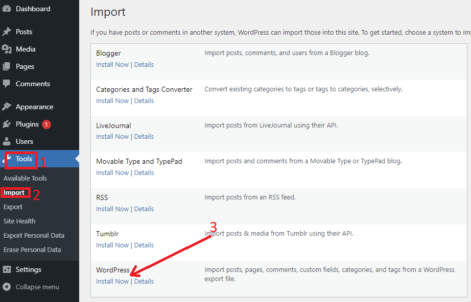 Export Your Wordpress Site