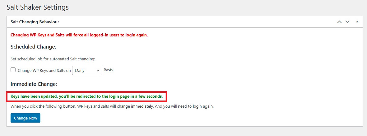 Change Wordpress Salt Keys