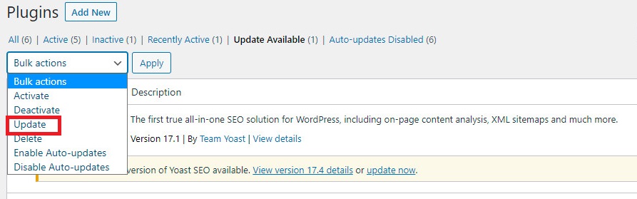 Update Wordpress Plugins 6