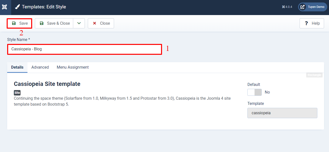 Cassiopeia Default Template In Joomla 4-3