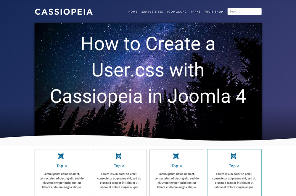 How to Create a User.css with Cassiopeia in Joomla 4